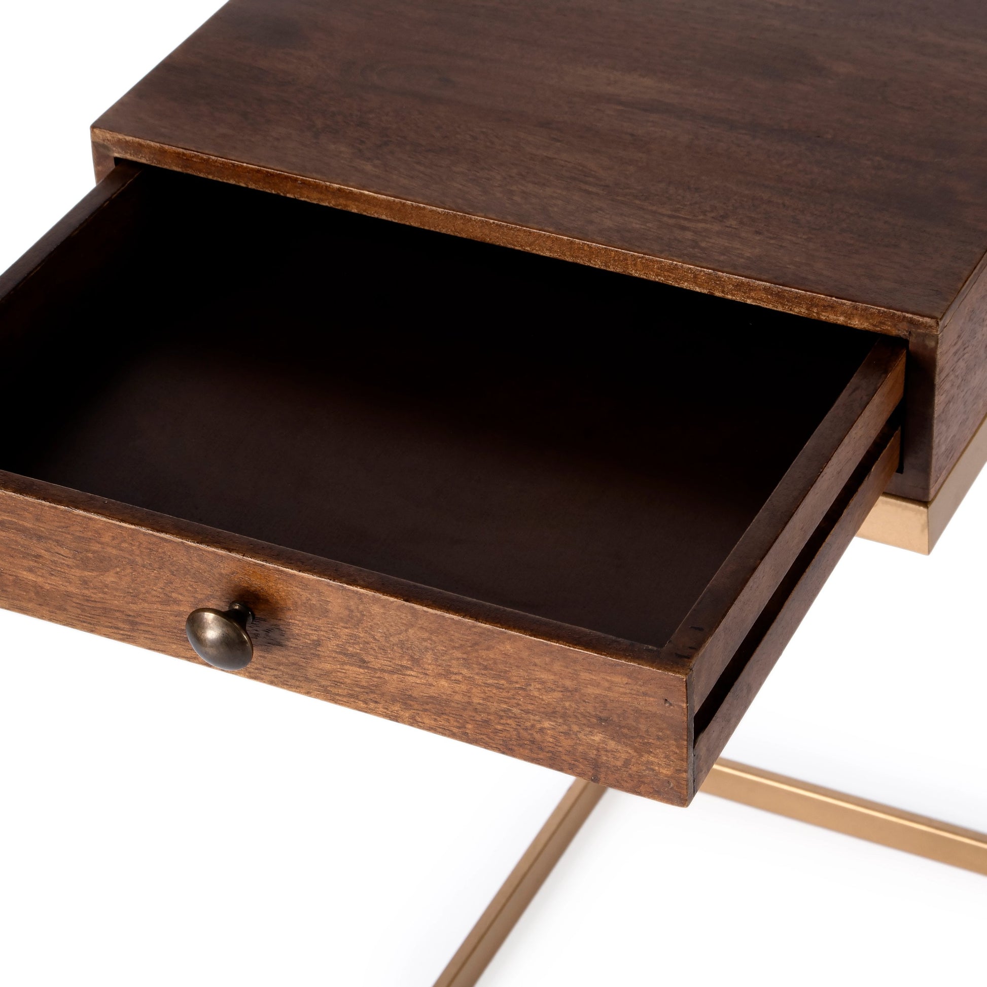 Alec End Table by Butler Specialty Company in brown. Made from mango wood + iron + mdf in a modern style.