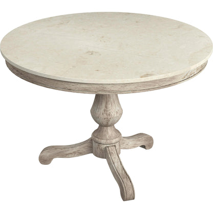 Danielle Round Pedestal Dining Table by Butler Specialty Company. Made from marble, mahogany wood, plywood in a cottage & farmhouse style.