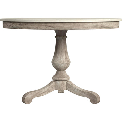 Danielle Round Pedestal Dining Table by Butler Specialty Company. Made from marble, mahogany wood, plywood in a cottage & farmhouse style.