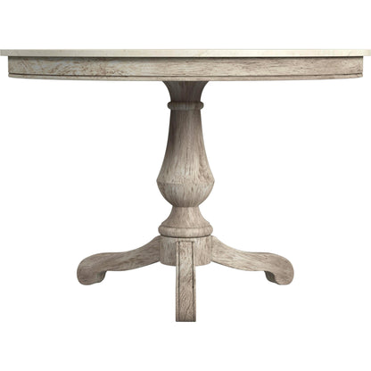 Danielle Round Pedestal Dining Table by Butler Specialty Company. Made from marble, mahogany wood, plywood in a cottage & farmhouse style.
