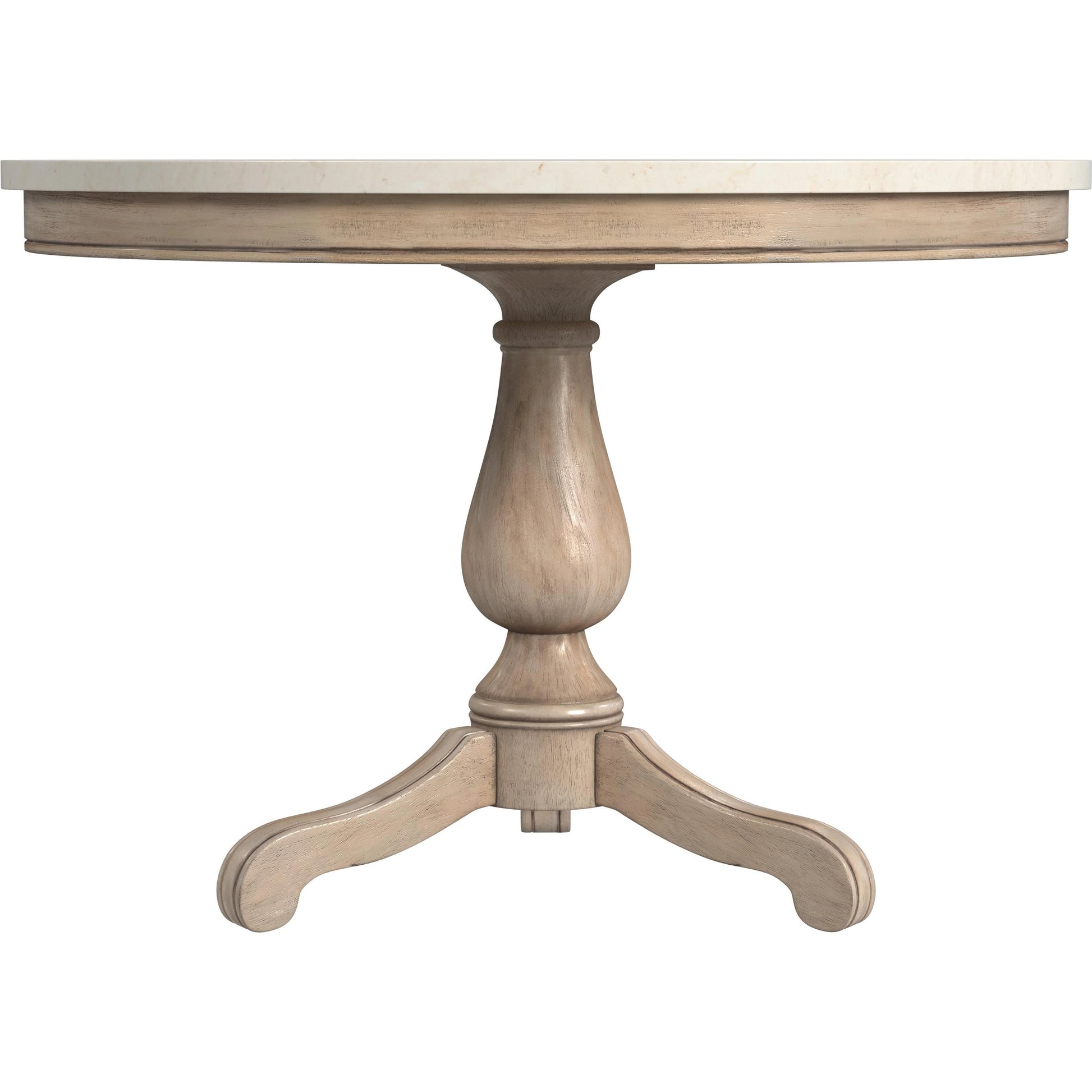 Danielle Round Pedestal Dining Table by Butler Specialty Company. Made from marble, mahogany wood, plywood in a cottage & farmhouse style.