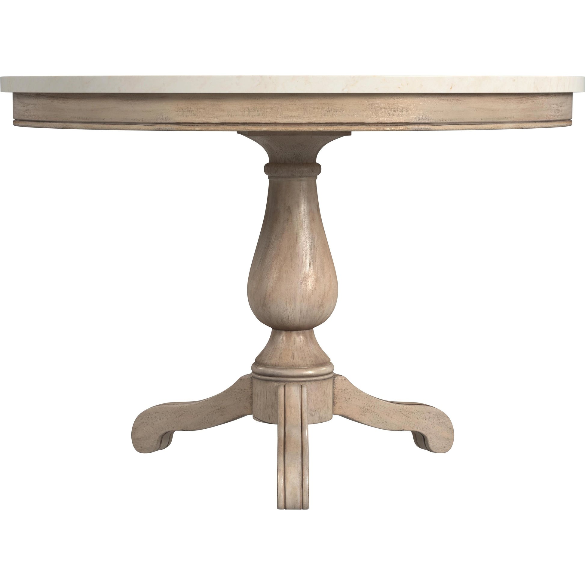 Danielle Round Pedestal Dining Table by Butler Specialty Company. Made from marble, mahogany wood, plywood in a cottage & farmhouse style.