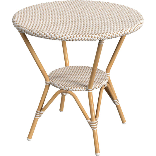 Tobias Outdoor Rattan Round Bistro Table by Butler Specialty Company. Made from polyethylene rattan weave, metal in a coastal style.