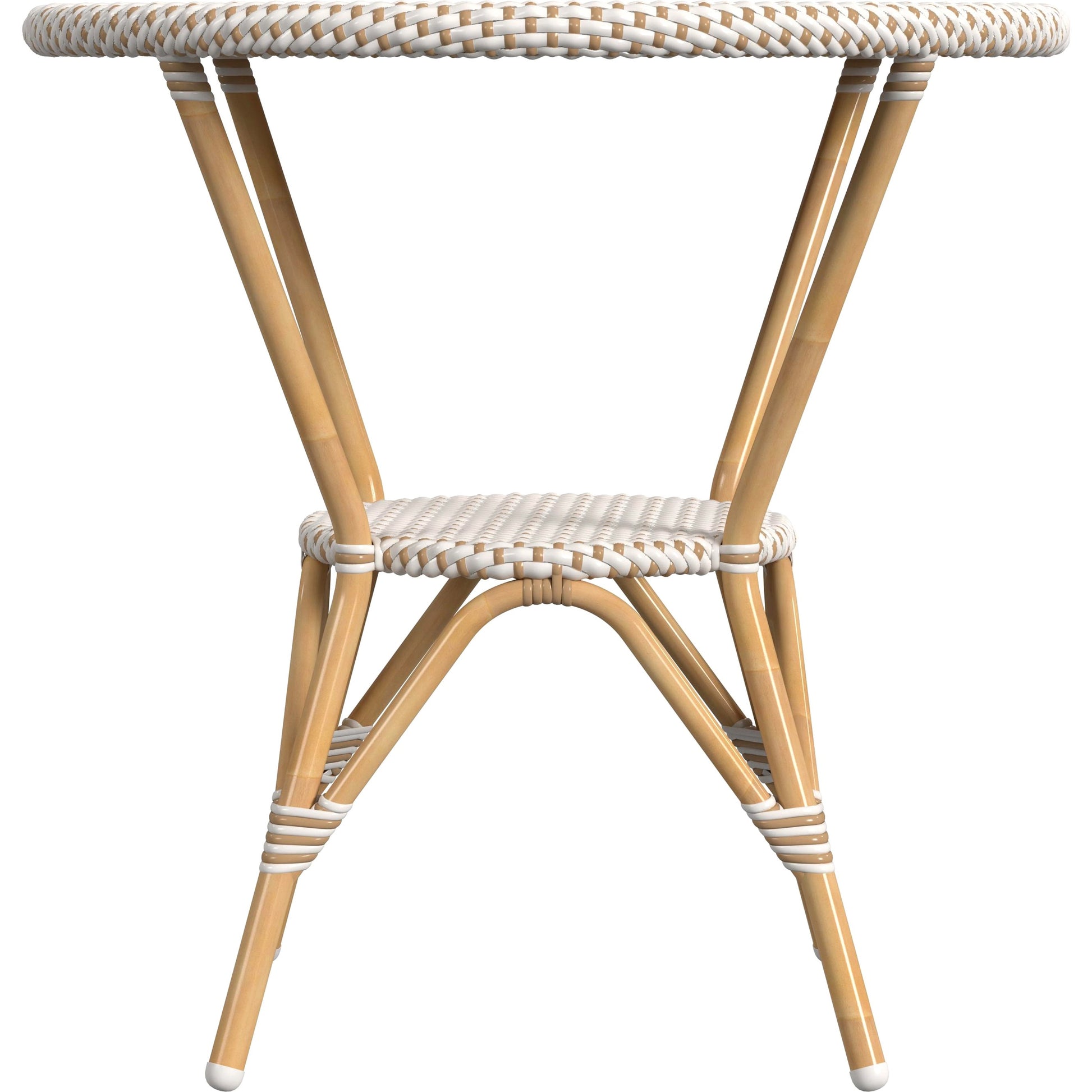 Tobias Outdoor Rattan Round Bistro Table by Butler Specialty Company. Made from polyethylene rattan weave, metal in a coastal style.