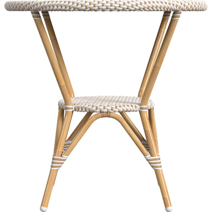 Tobias Outdoor Rattan Round Bistro Table by Butler Specialty Company. Made from polyethylene rattan weave, metal in a coastal style.