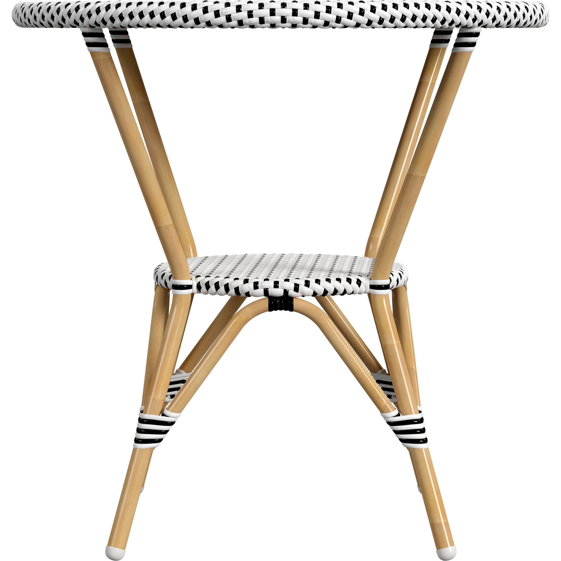 Tobias Outdoor Rattan Round Bistro Table by Butler Specialty Company. Made from polyethylene rattan weave, metal in a coastal style.