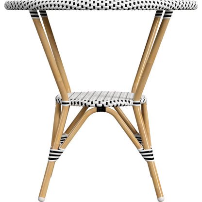 Tobias Outdoor Rattan Round Bistro Table by Butler Specialty Company. Made from polyethylene rattan weave, metal in a coastal style.