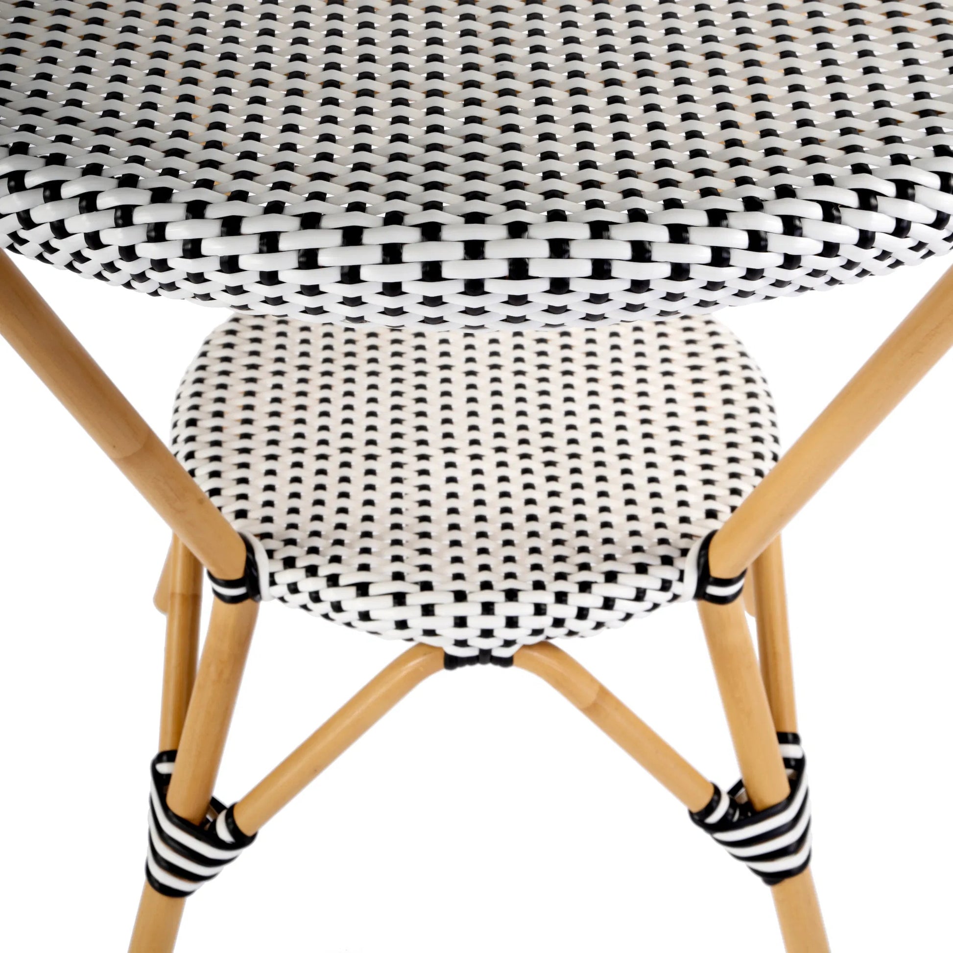 Tobias Outdoor Rattan Round Bistro Table by Butler Specialty Company. Made from polyethylene rattan weave, metal in a coastal style.