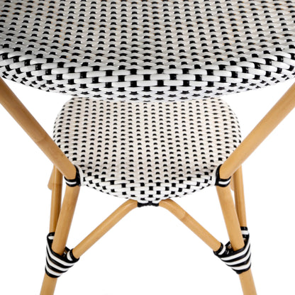 Tobias Outdoor Rattan Round Bistro Table by Butler Specialty Company. Made from polyethylene rattan weave, metal in a coastal style.