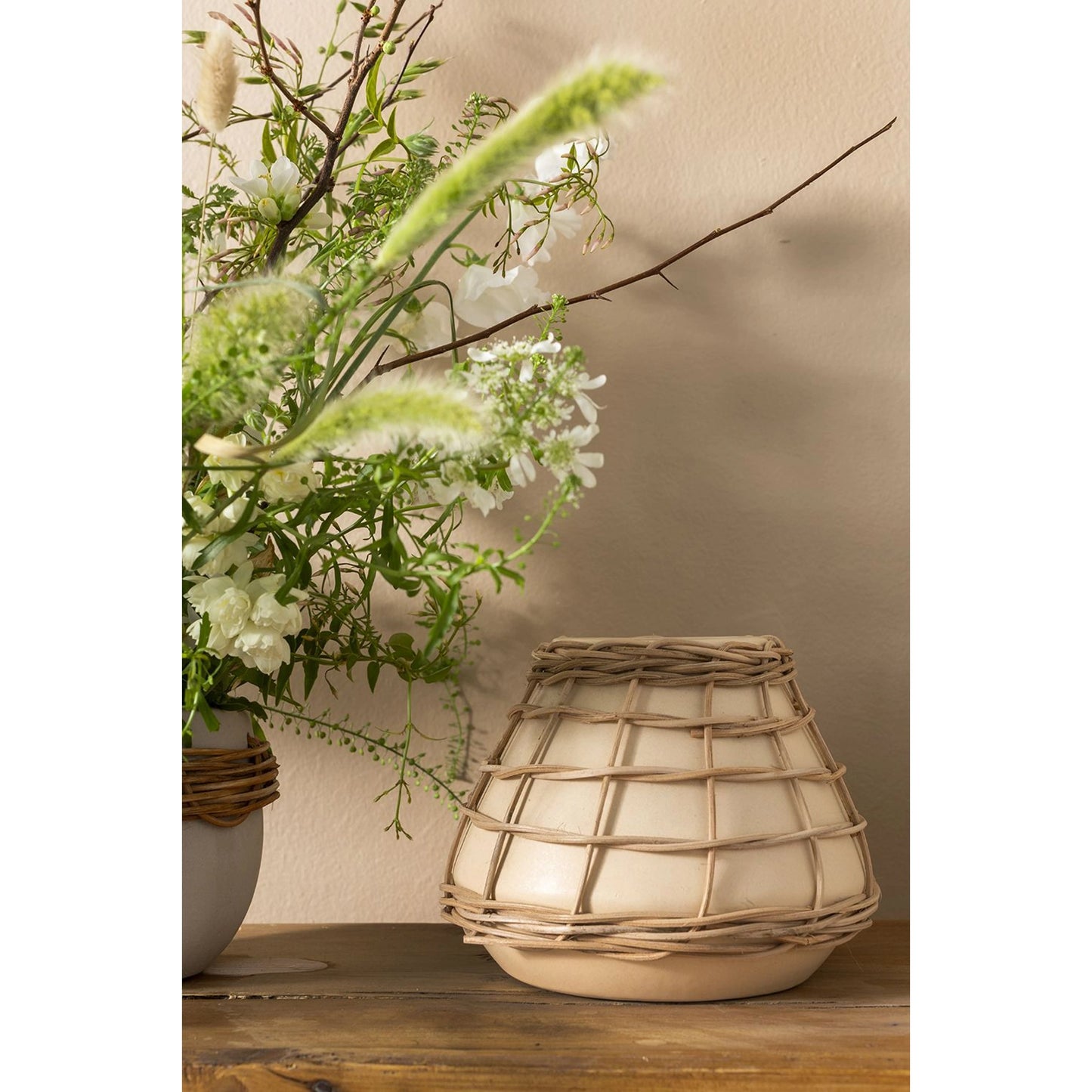 002 SI-2084787 | Lifestyle | Lissome Vase by Accent Decor in tan. Made from ceramic in a cottage & farmhouse style.