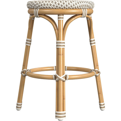 Tobias Outdoor Rattan Counter Stool by Butler Specialty Company. Made from aluminum: 80%, pe rattan weave: 20% in a coastal style.