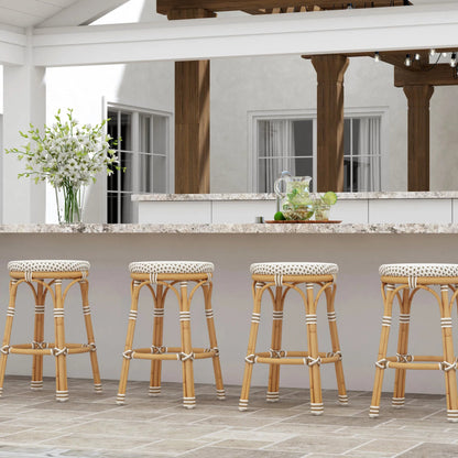 Tobias Outdoor Rattan Counter Stool by Butler Specialty Company. Made from aluminum: 80%, pe rattan weave: 20% in a coastal style.