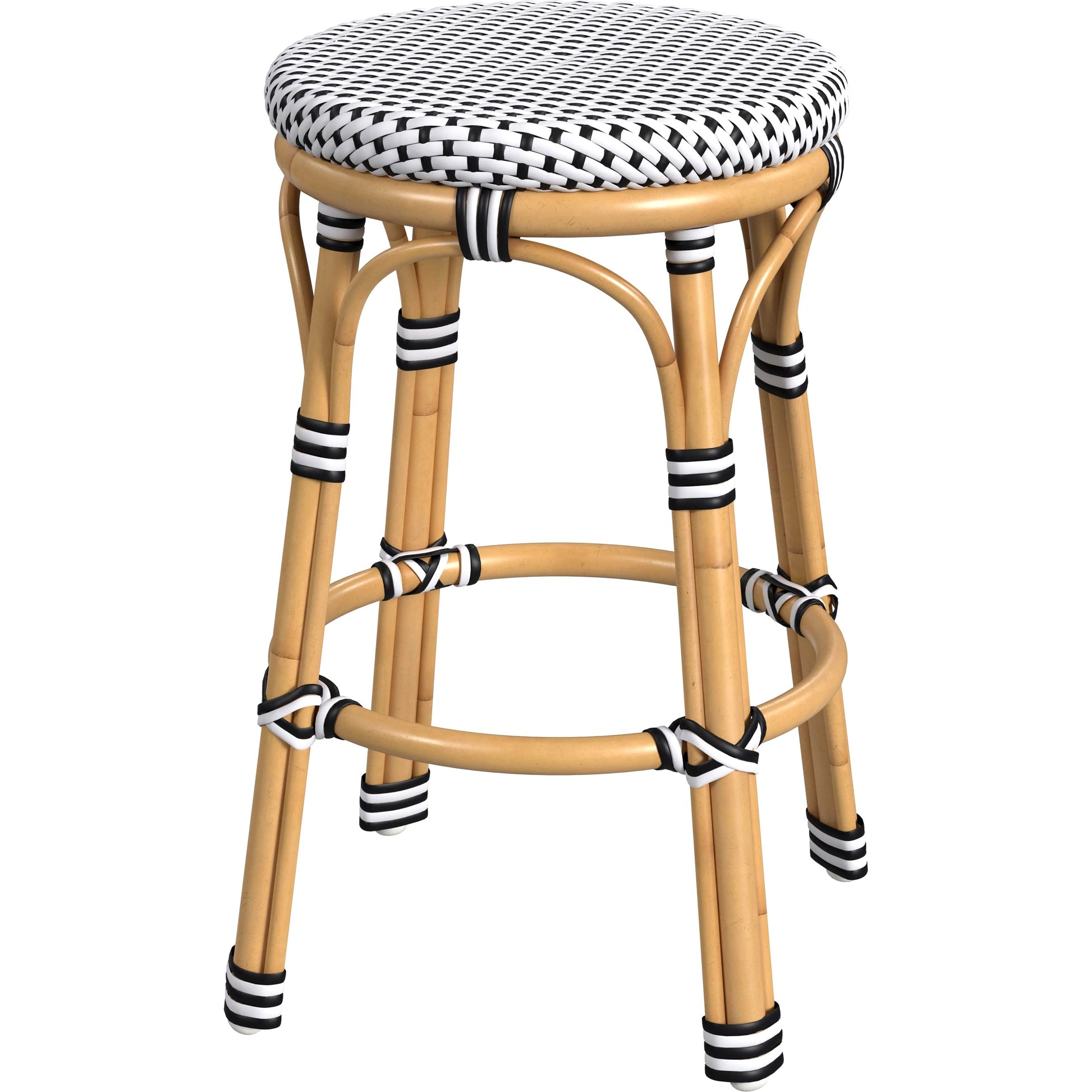 Tobias Outdoor Rattan Counter Stool by Butler Specialty Company. Made from aluminum: 80%, pe rattan weave: 20% in a coastal style.