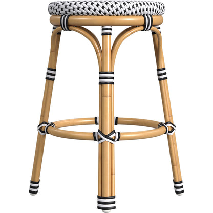 Tobias Outdoor Rattan Counter Stool by Butler Specialty Company. Made from aluminum: 80%, pe rattan weave: 20% in a coastal style.
