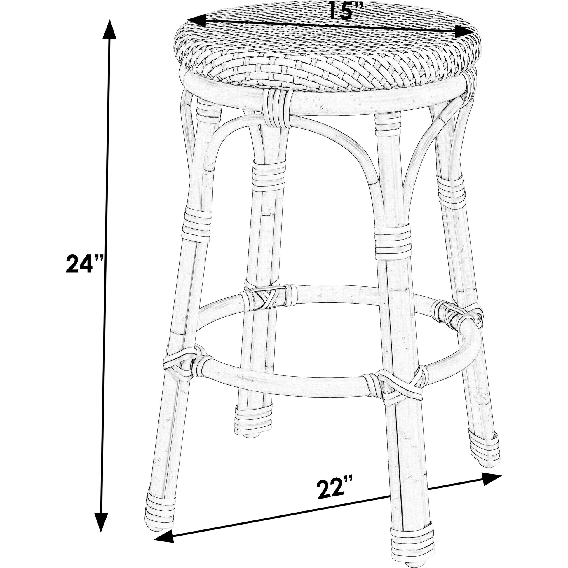 Tobias Outdoor Rattan Counter Stool by Butler Specialty Company. Made from aluminum: 80%, pe rattan weave: 20% in a coastal style.