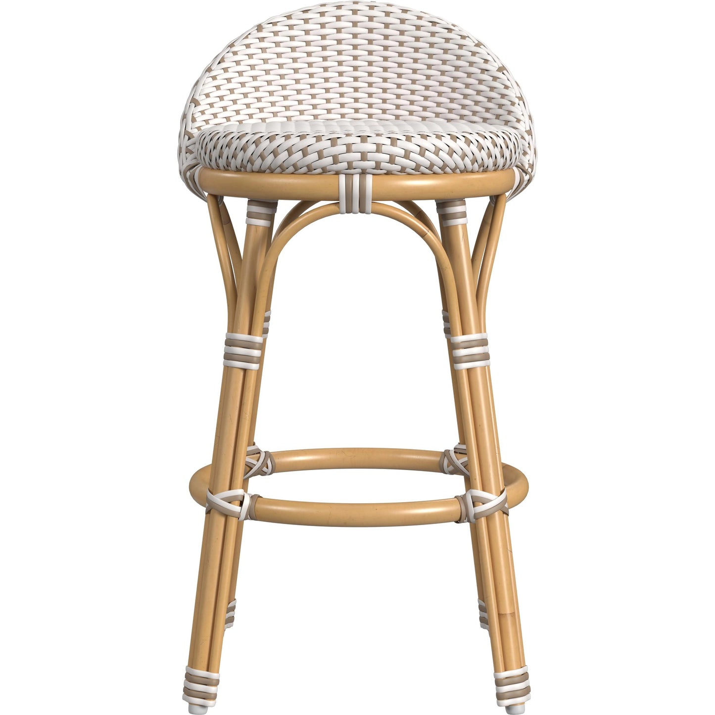 004 SI-2077749 | Additional Silo | Tobias Outdoor Rattan Low Back Counter Stool by Butler Specialty Company. Made from aluminum: 80%, pe rattan weave: 20% in a coastal style.