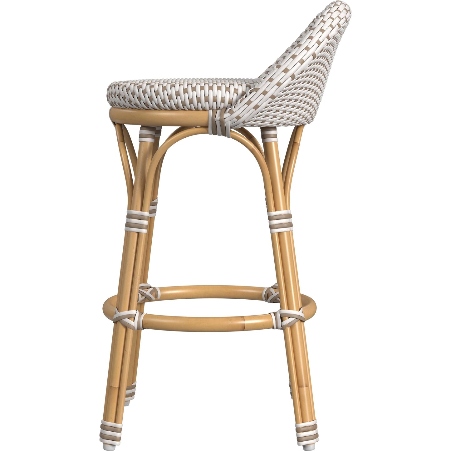 005 SI-2077749 | Additional Silo | Tobias Outdoor Rattan Low Back Counter Stool by Butler Specialty Company. Made from aluminum: 80%, pe rattan weave: 20% in a coastal style.