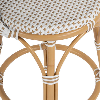 Tobias Outdoor Rattan Low Back Counter Stool by Butler Specialty Company. Made from aluminum: 80%, pe rattan weave: 20% in a coastal style.