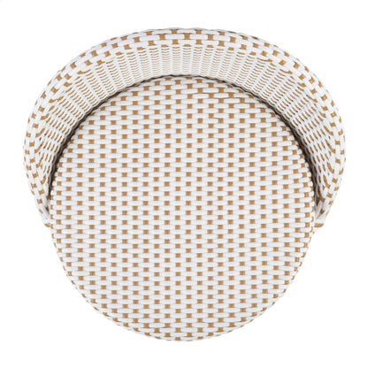 Tobias Outdoor Rattan Low Back Counter Stool by Butler Specialty Company. Made from aluminum: 80%, pe rattan weave: 20% in a coastal style.