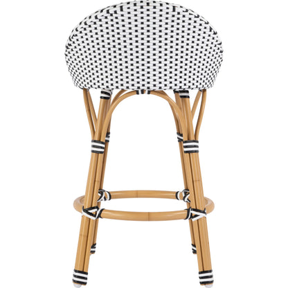 Tobias Outdoor Rattan Low Back Counter Stool by Butler Specialty Company. Made from aluminum: 80%, pe rattan weave: 20% in a coastal style.