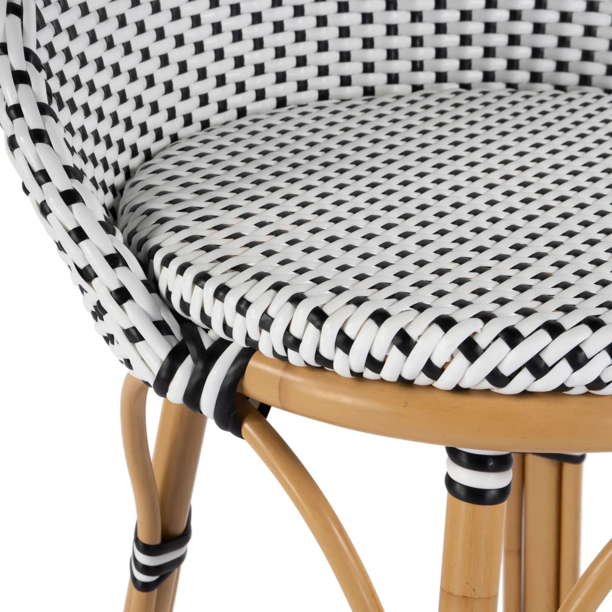 Tobias Outdoor Rattan Low Back Counter Stool by Butler Specialty Company. Made from aluminum: 80%, pe rattan weave: 20% in a coastal style.