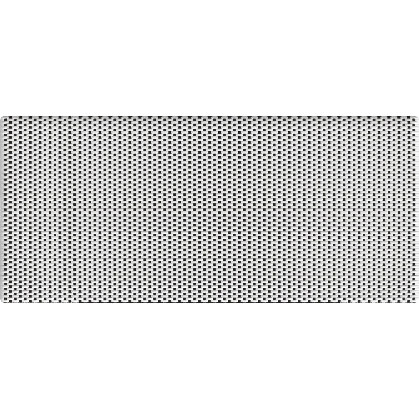 005 SI-2077752 | Closeup | Tobias Outdoor Rattan Rectangular Dining Bench by Butler Specialty Company in black and white. Made from polyethylene rattan weave, metal in a coastal style.