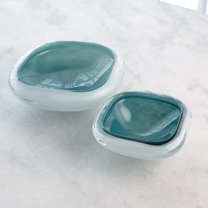 Square Cased Glass Bowl by Global Views in azure. Made from art glass in a eclectic & global style.