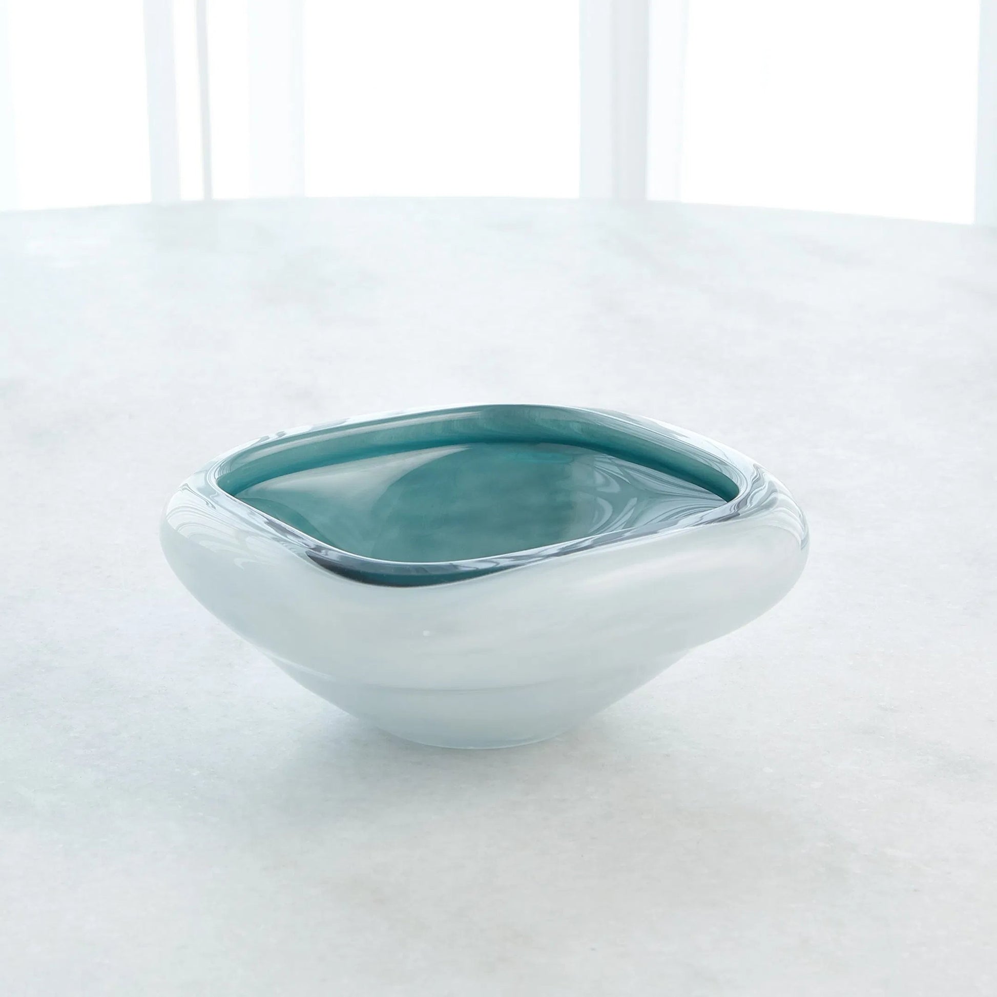 Square Cased Glass Bowl by Global Views in azure. Made from art glass in a eclectic & global style.