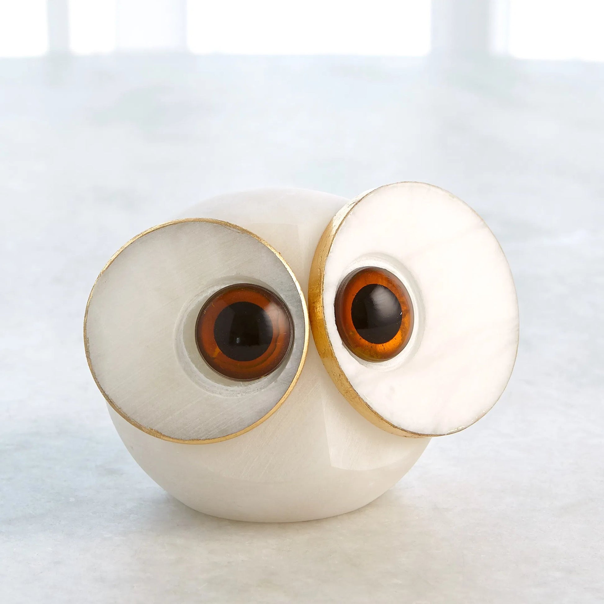 Alabaster Big Eyed Owl by Global Views in natural. Made from alabaster in a eclectic & global style.
