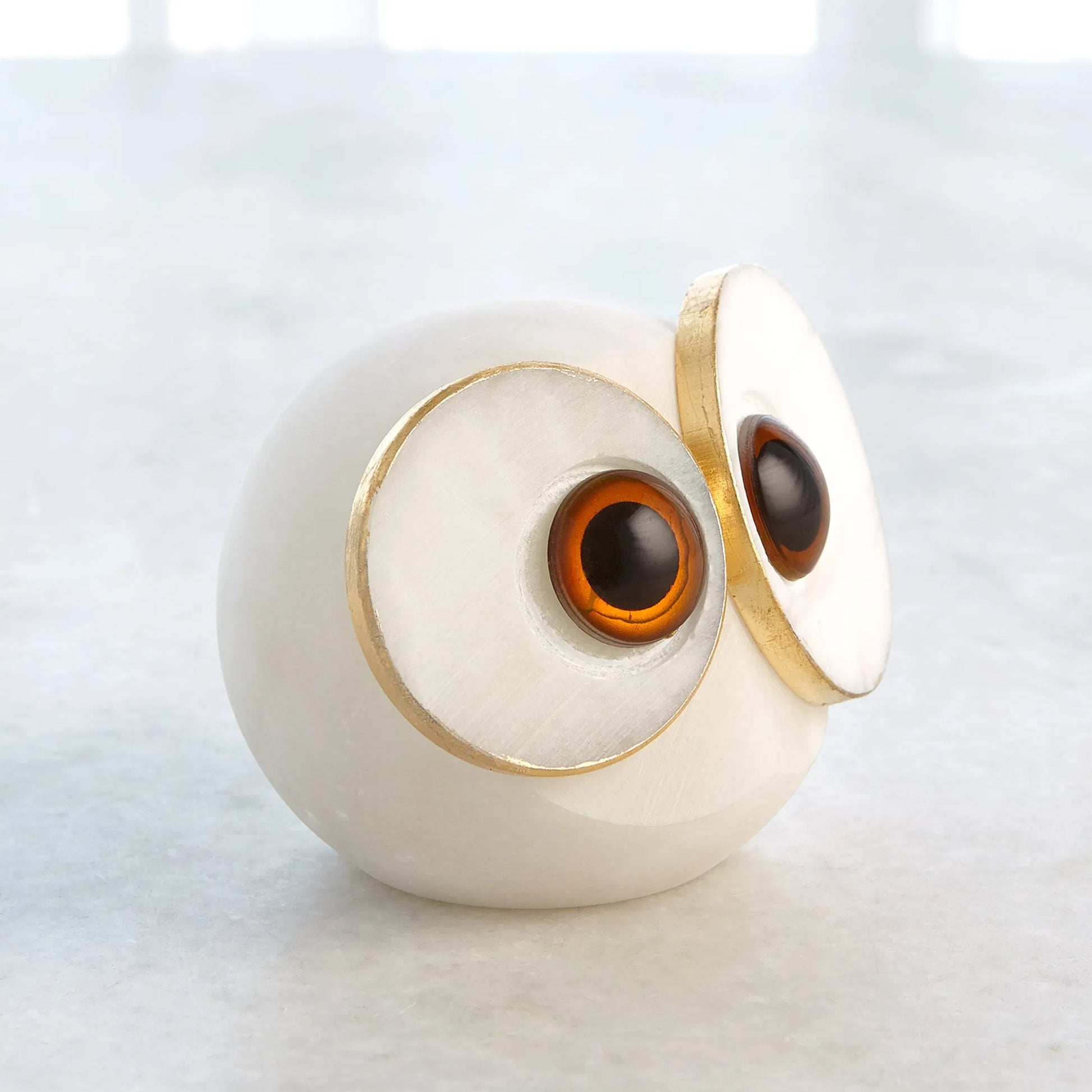 Alabaster Big Eyed Owl by Global Views in natural. Made from alabaster in a eclectic & global style.