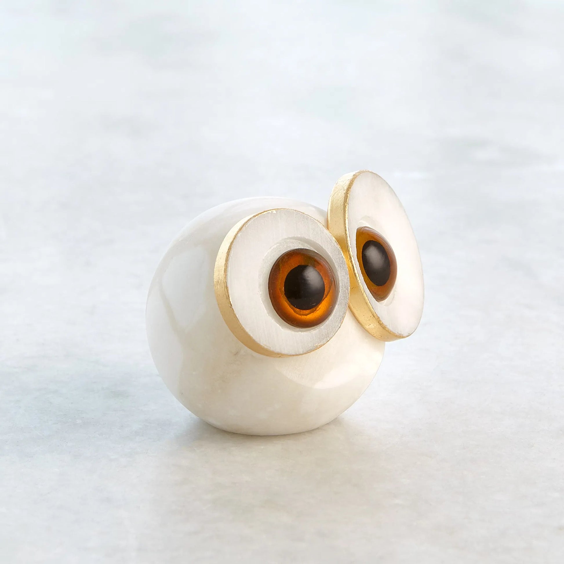 Alabaster Big Eyed Owl by Global Views in natural. Made from alabaster in a eclectic & global style.