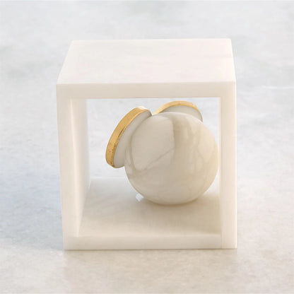 Alabaster Big Eyed Owl in Cube by Global Views in alabaster and gold. Made from unique in a eclectic & global style.