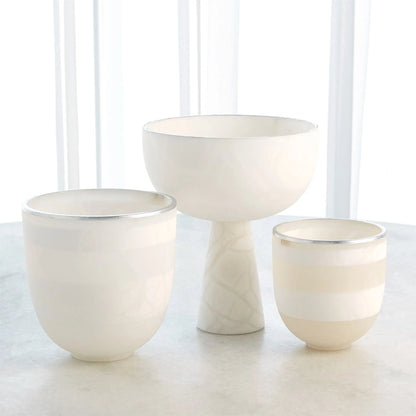 Striped Alabaster Bowl by Global Views in white and gold. Made from unique in a unique style.