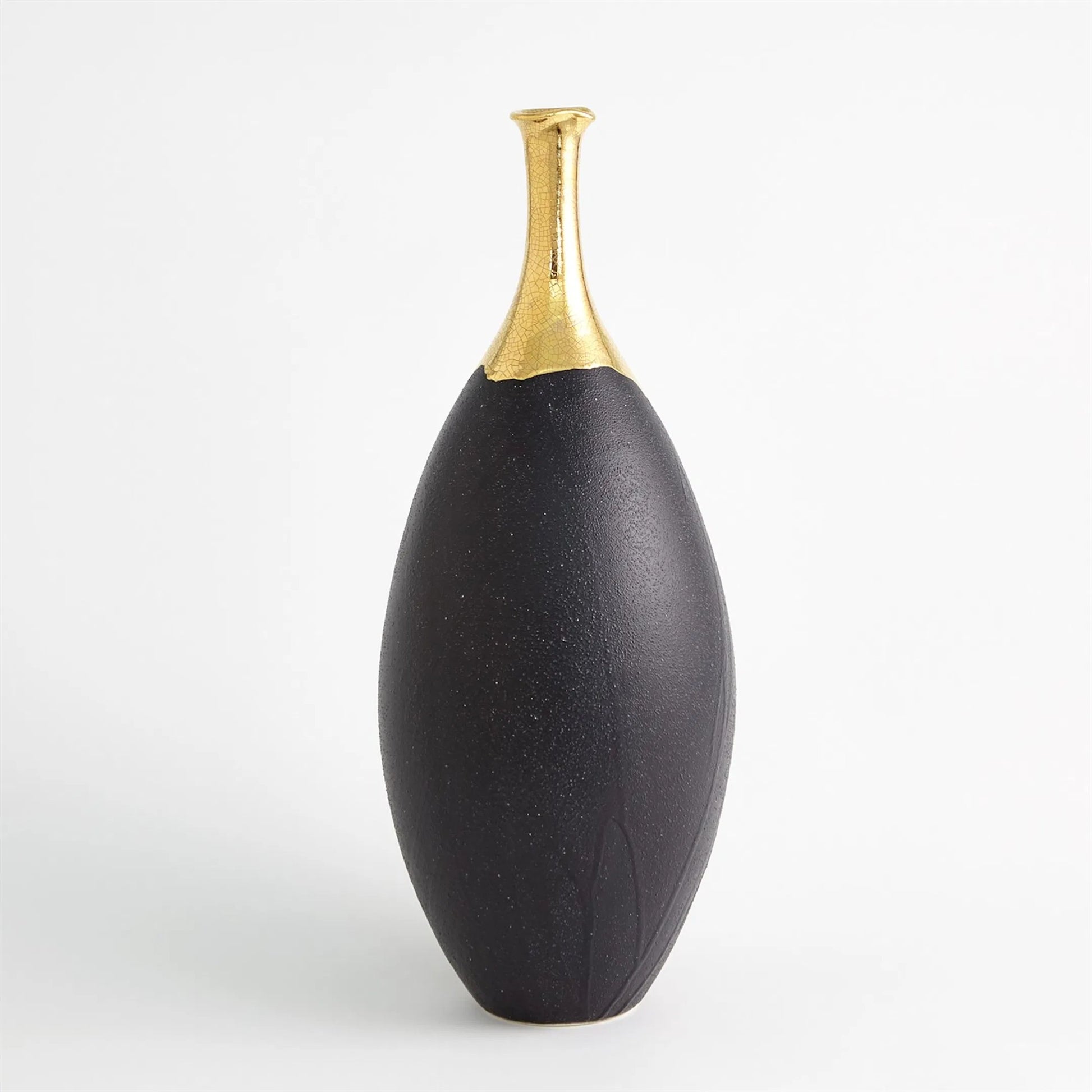 Dipped Golden Crackle/Black Slender Vase by Global Views in black and gold. Made from unique in a modern style.