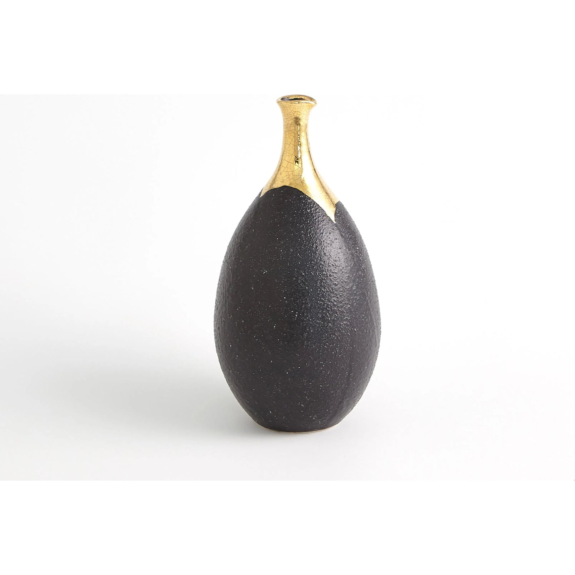 Dipped Golden Crackle/Black Slender Vase by Global Views in black and gold. Made from unique in a modern style.