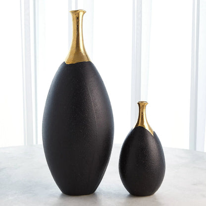 Dipped Golden Crackle/Black Slender Vase by Global Views in black and gold. Made from unique in a modern style.