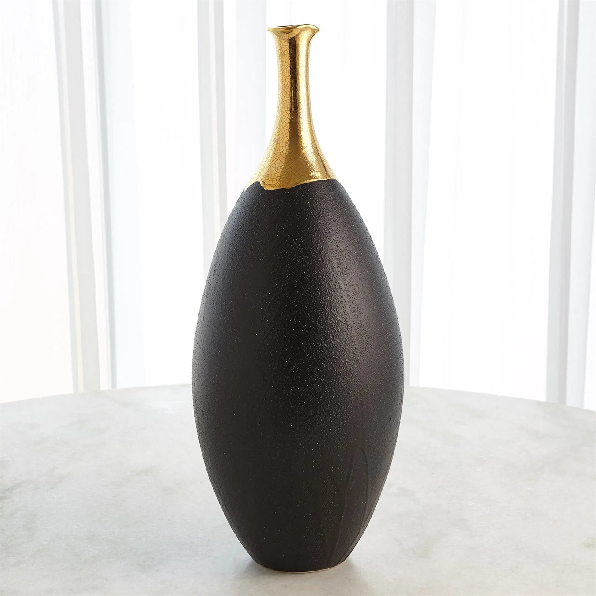 Dipped Golden Crackle/Black Cylinder Vase by Global Views in black and gold. Made from unique in a modern style.