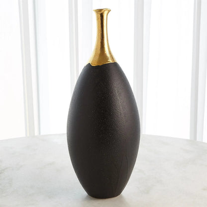 Dipped Golden Crackle/Black Cylinder Vase by Global Views in black and gold. Made from unique in a modern style.