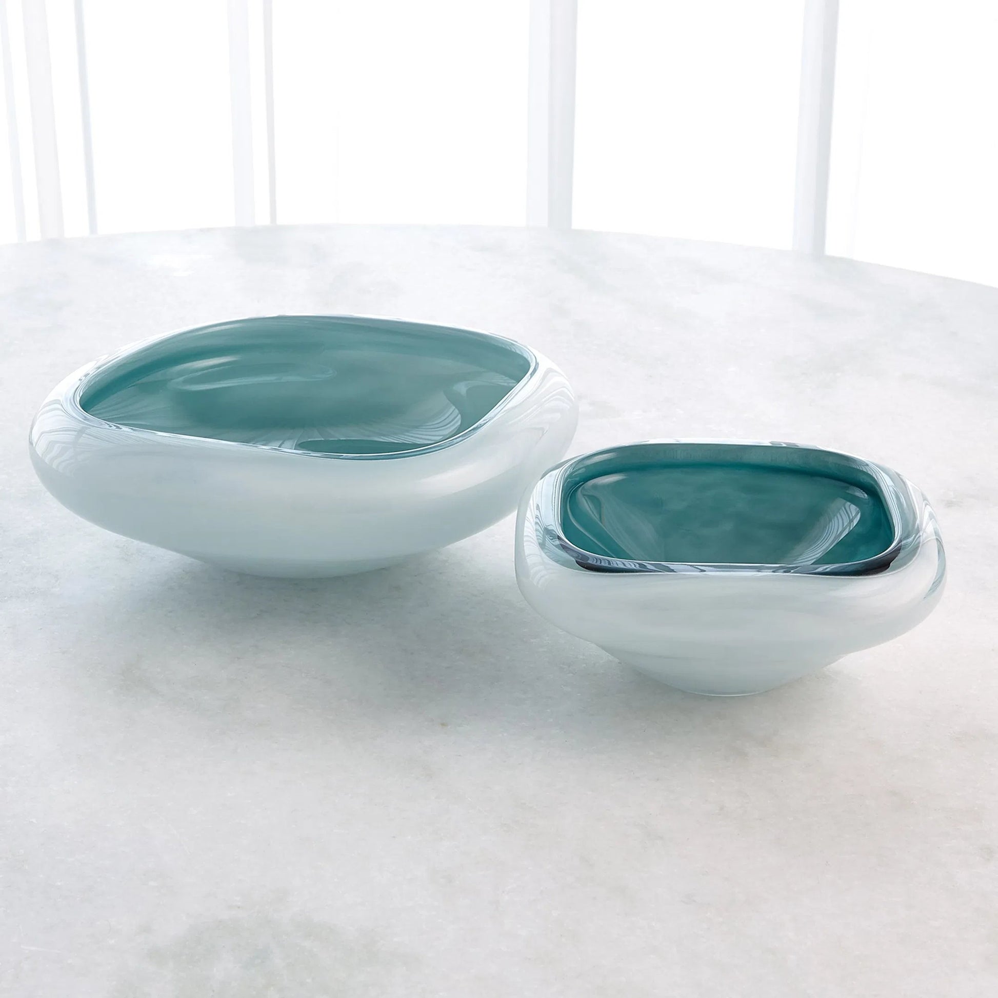 Square Cased Glass Bowl by Global Views in azure. Made from art glass in a eclectic & global style.