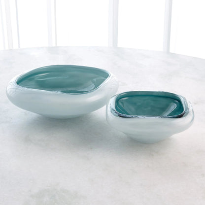 Square Cased Glass Bowl by Global Views in azure. Made from art glass in a eclectic & global style.