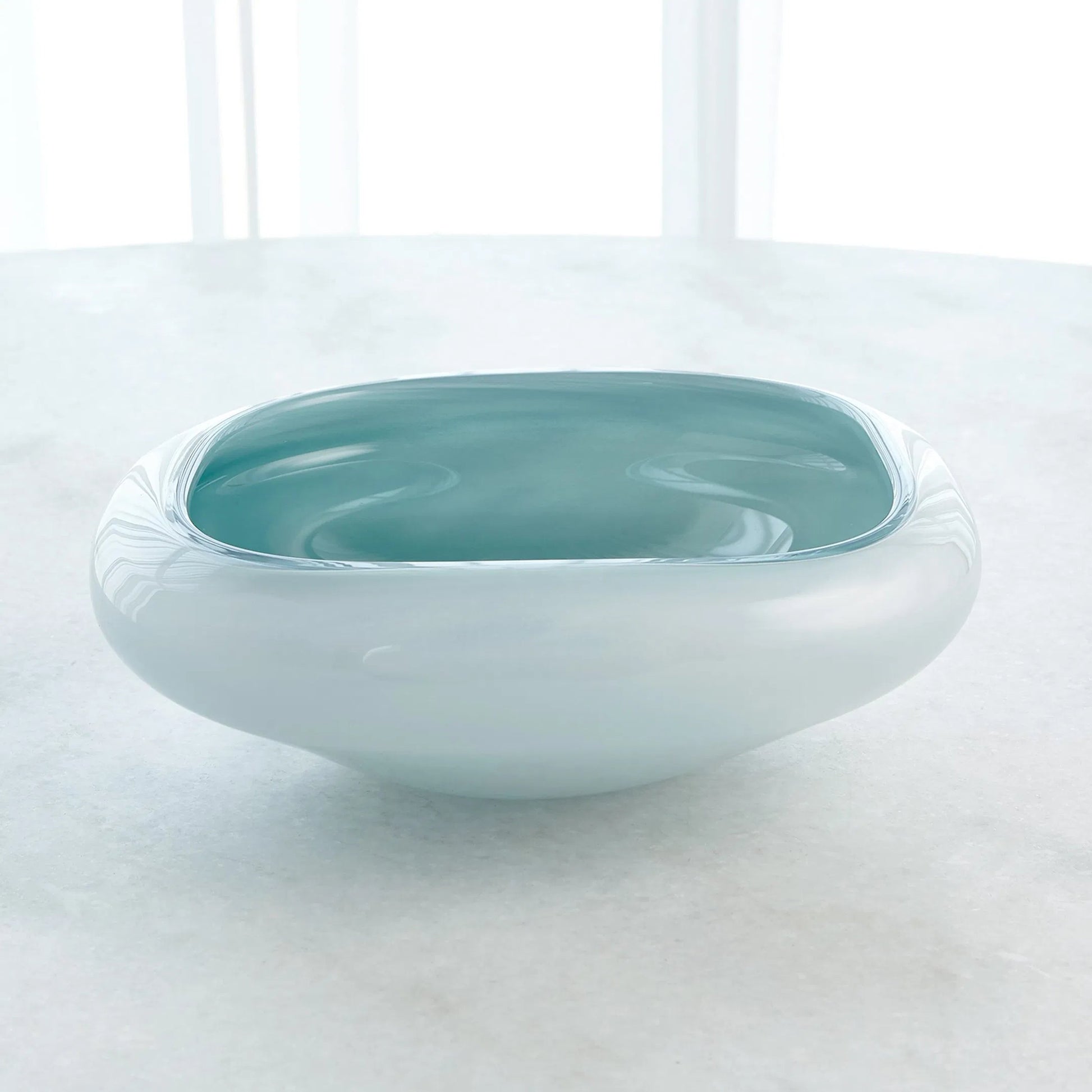 Square Cased Glass Bowl by Global Views in azure. Made from art glass in a eclectic & global style.