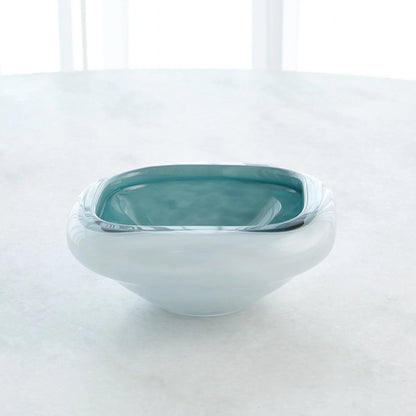 Square Cased Glass Bowl by Global Views in azure. Made from art glass in a eclectic & global style.