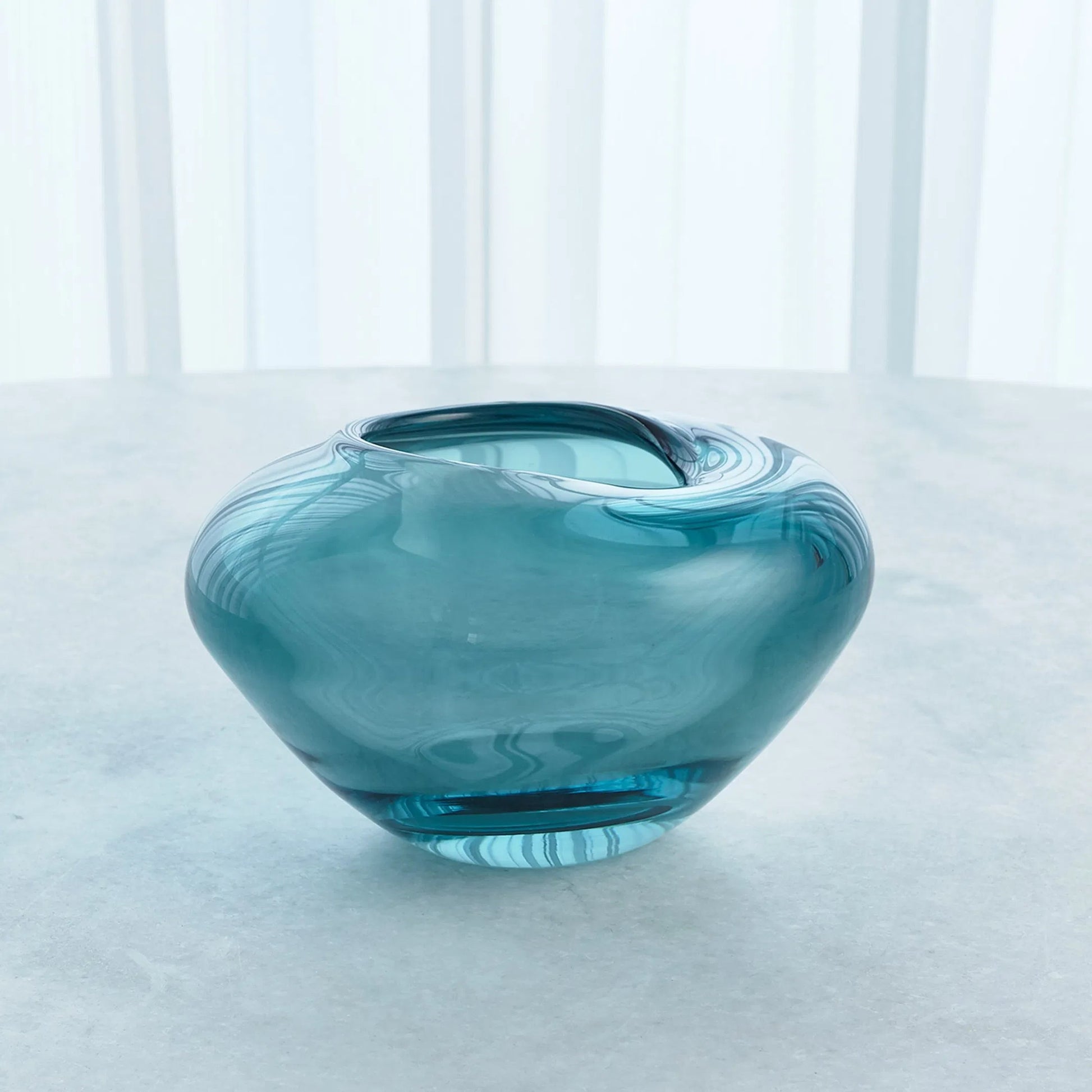 Undulating Vase by Global Views in azure. Made from unique in a unique style.