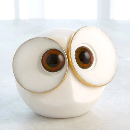 Alabaster Big Eyed Owl by Global Views in natural. Made from alabaster in a eclectic & global style.