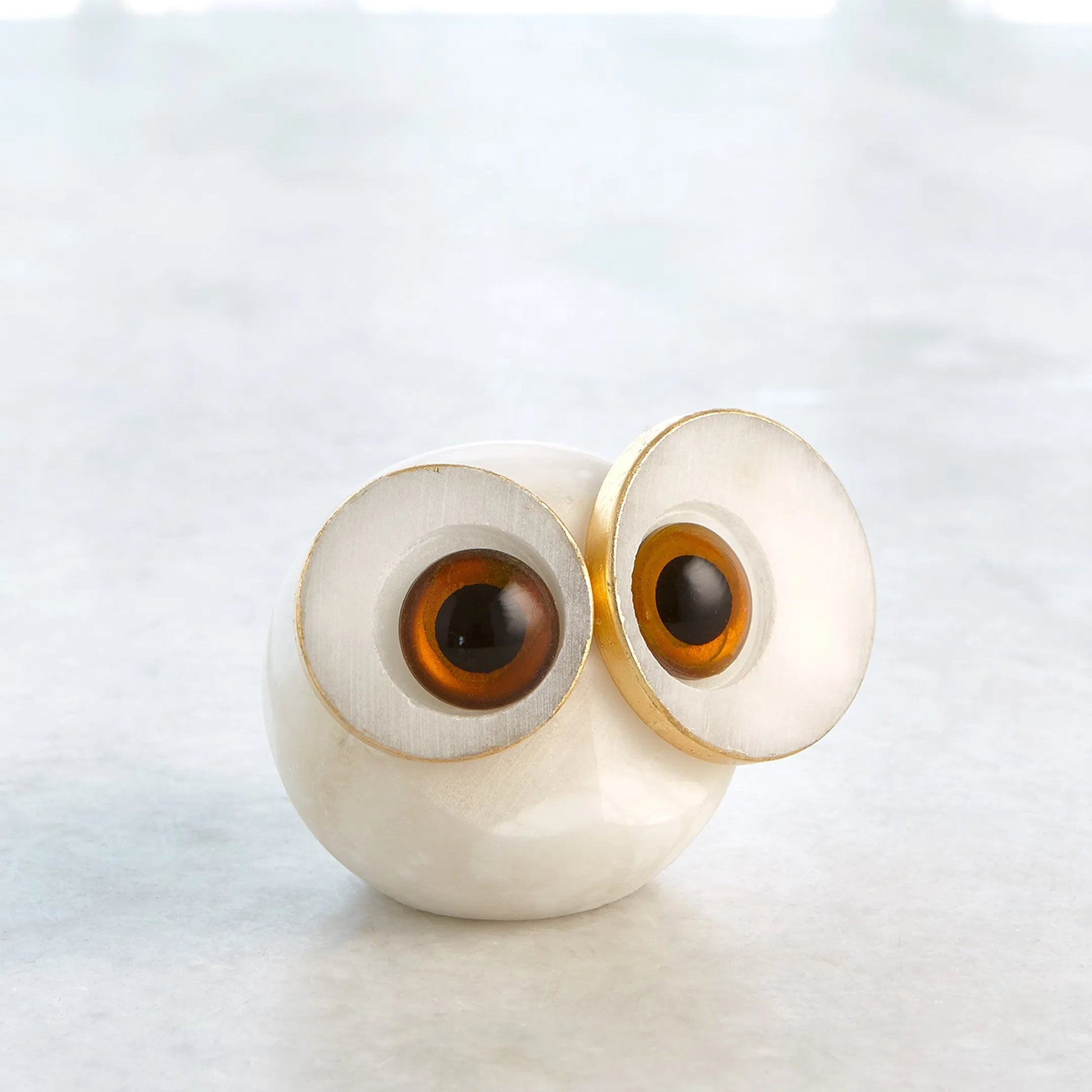 Alabaster Big Eyed Owl by Global Views in natural. Made from alabaster in a eclectic & global style.