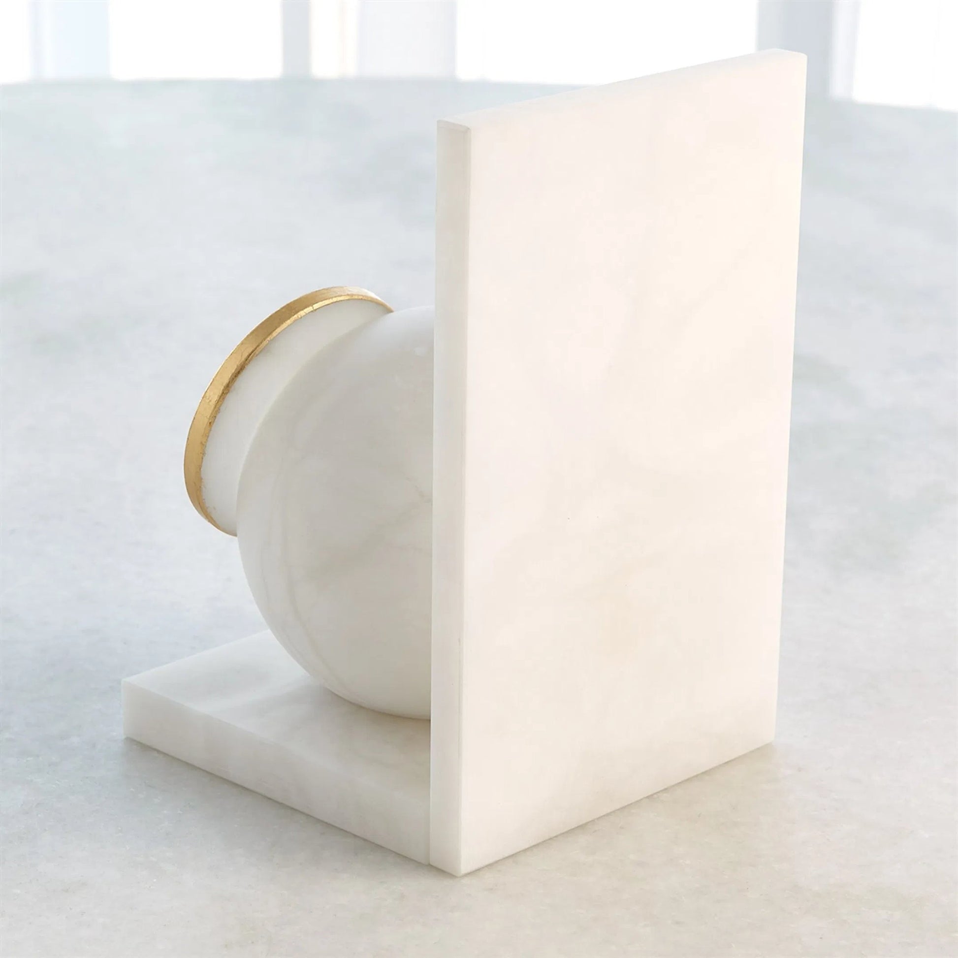 Pair Alabaster Big Eyed Owl Bookends by Global Views in alabaster and gold. Made from unique in a eclectic & global style.