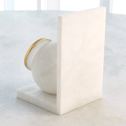 Pair Alabaster Big Eyed Owl Bookends by Global Views in alabaster and gold. Made from unique in a eclectic & global style.