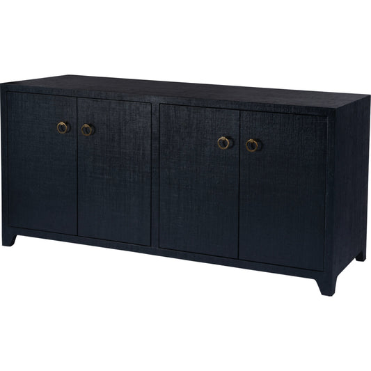 Bar Harbor Raffia 4 Door Sideboard by Butler Specialty Company. Made from gmelina solids, mdf, oak veneer, saguran and zinc handle in a modern style.