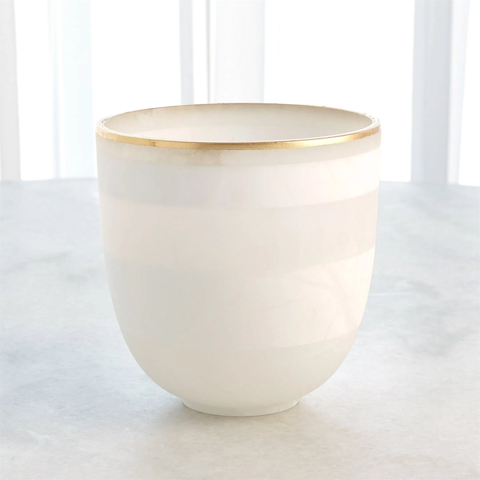 Striped Alabaster Bowl by Global Views in white and gold. Made from unique in a unique style.