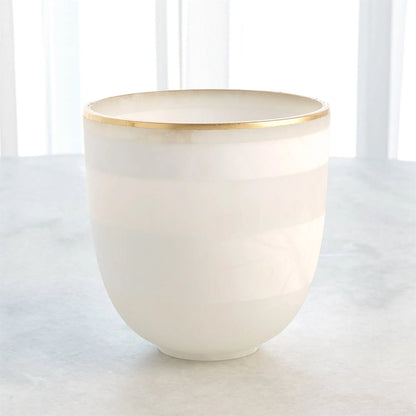Striped Alabaster Bowl by Global Views in white and gold. Made from unique in a unique style.